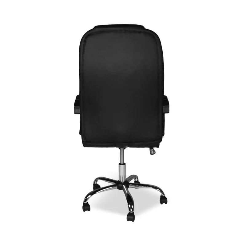 Poltrona presidenziale ergonomica in ecopelle nera e base cromata - Milly