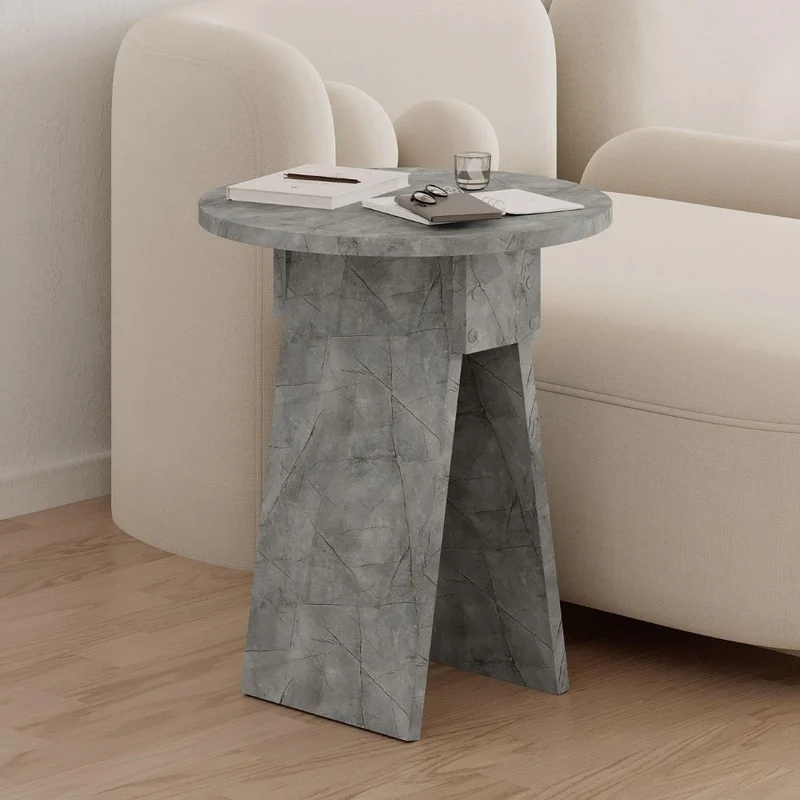 Tavolino da salotto moderno colore effetto marmo grigio 50H cm - Elips