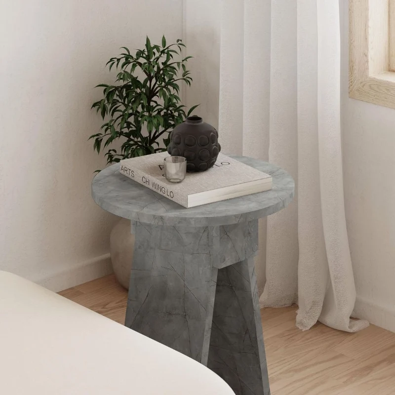 Tavolino da salotto moderno colore effetto marmo grigio 50H cm - Elips