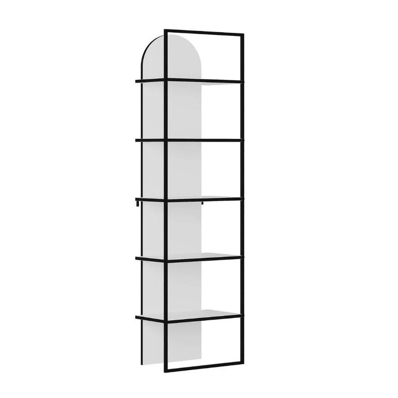 Libreria con 5 ripiani colore bianco con struttura in metallo 53x180H cm - Indis