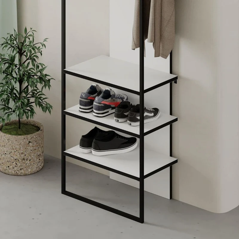 Mobile ingresso con appendiabiti e scarpiera colore bianco 53x180H cm - Indis