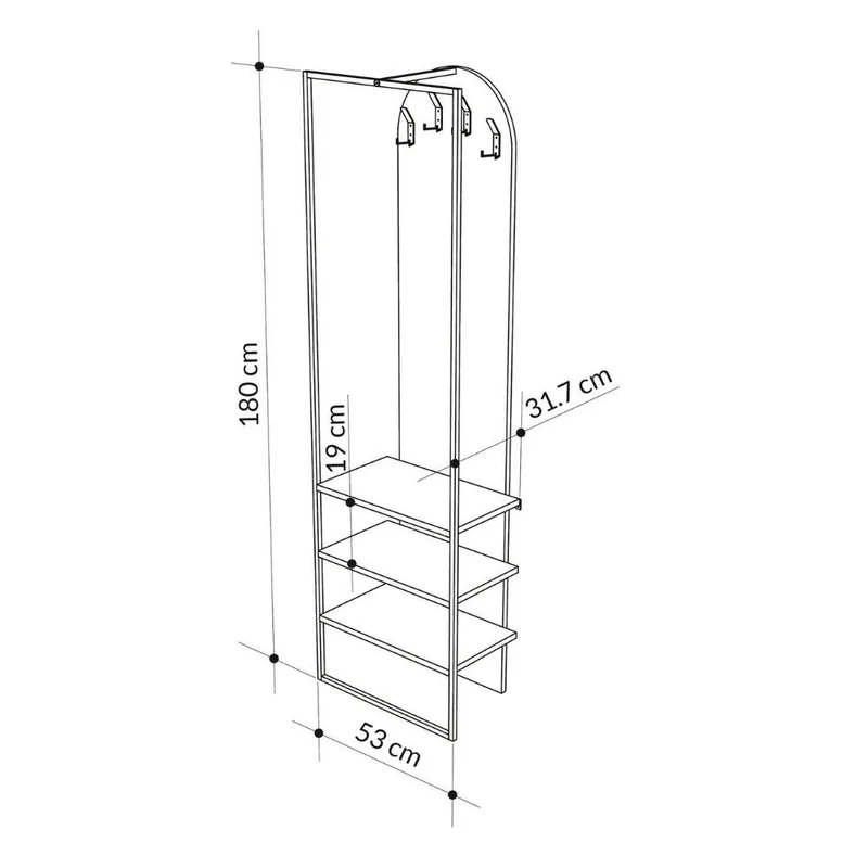 Mobile ingresso con appendiabiti e scarpiera colore bianco 53x180H cm - Indis