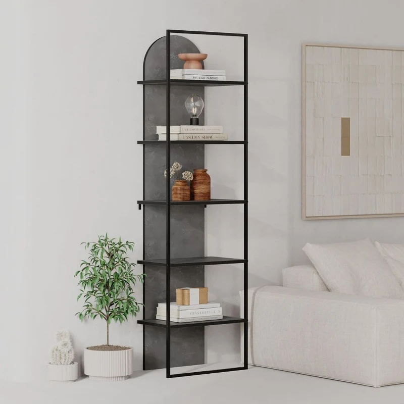 Libreria con 5 ripiani colore retro grey struttura in metallo 53x180H cm - Indis