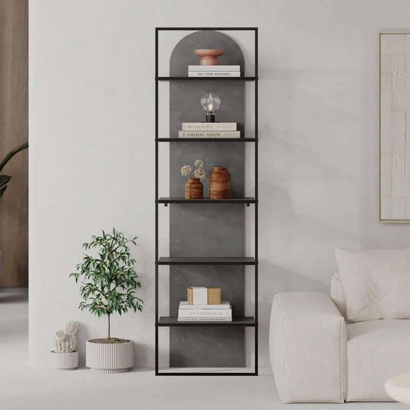 Libreria con 5 ripiani colore retro grey struttura in metallo 53x180H cm - Indis