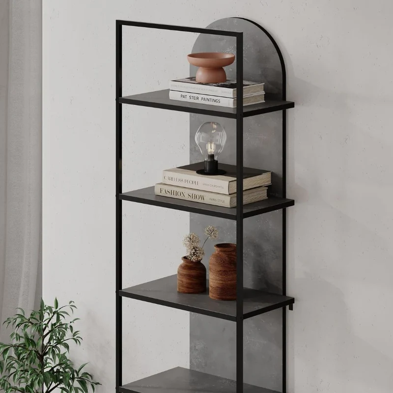 Libreria con 5 ripiani colore retro grey struttura in metallo 53x180H cm - Indis