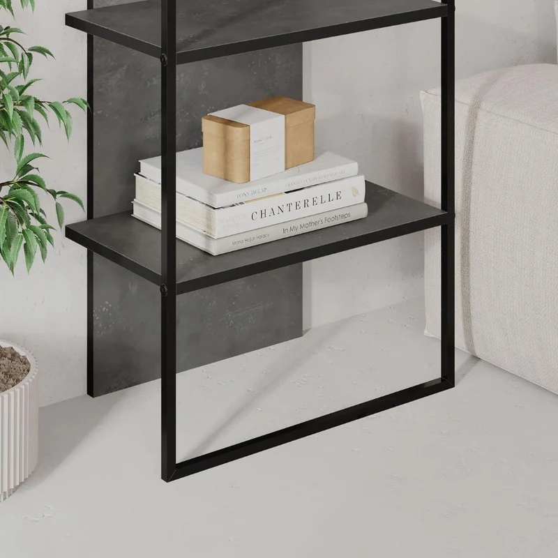 Libreria con 5 ripiani colore retro grey struttura in metallo 53x180H cm - Indis