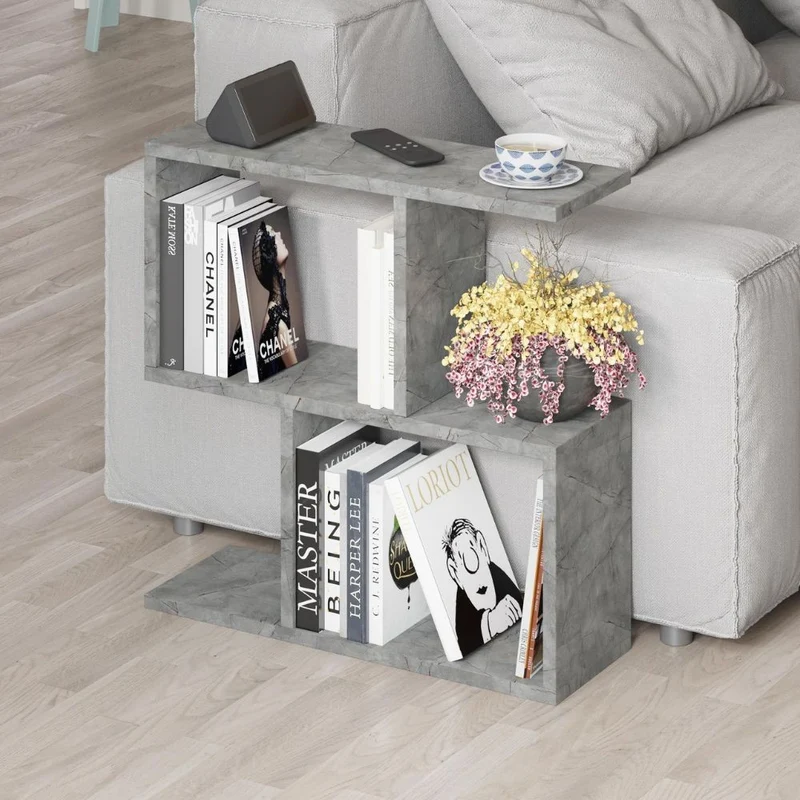 Tavolino da salotto moderno colore grigio con ripiani 60x60H cm - Hommy