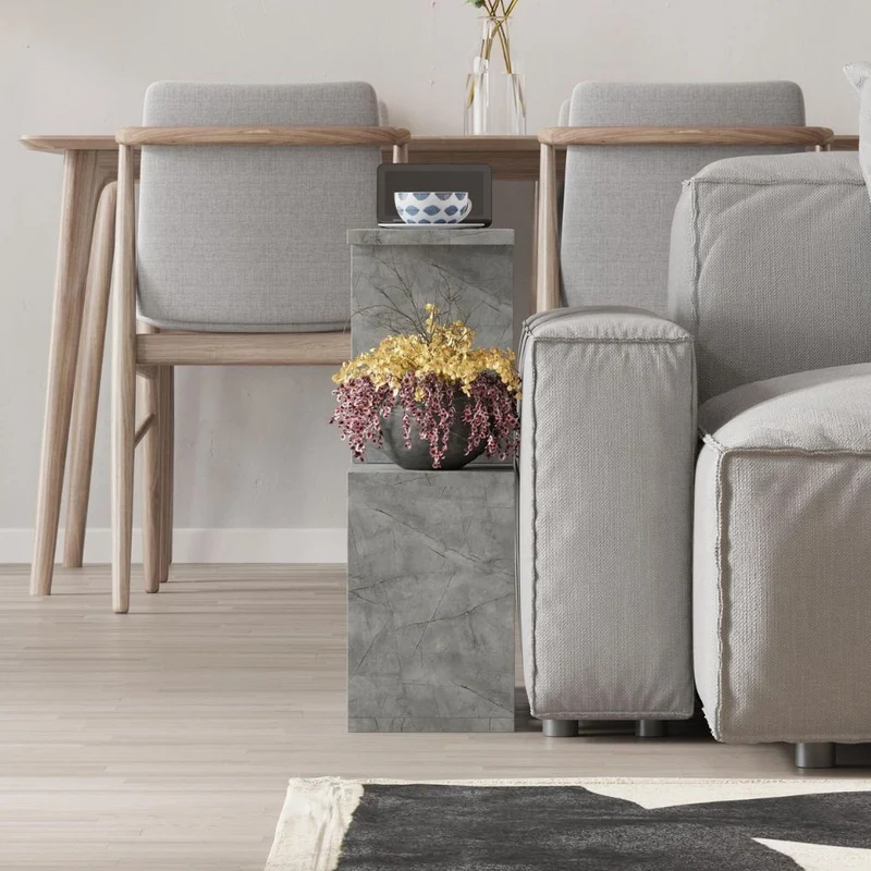 Tavolino da salotto moderno colore grigio con ripiani 60x60H cm - Hommy