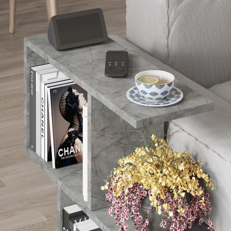 Tavolino da salotto moderno colore grigio con ripiani 60x60H cm - Hommy