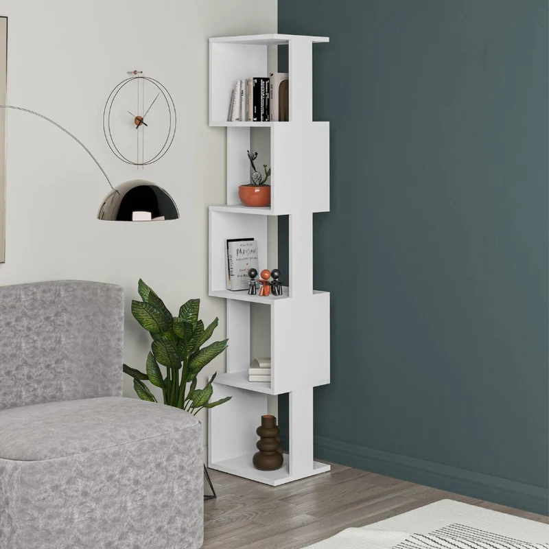 Libreria a cubi con 5 ripiani colore bianca 35x30x161H cm - Goir