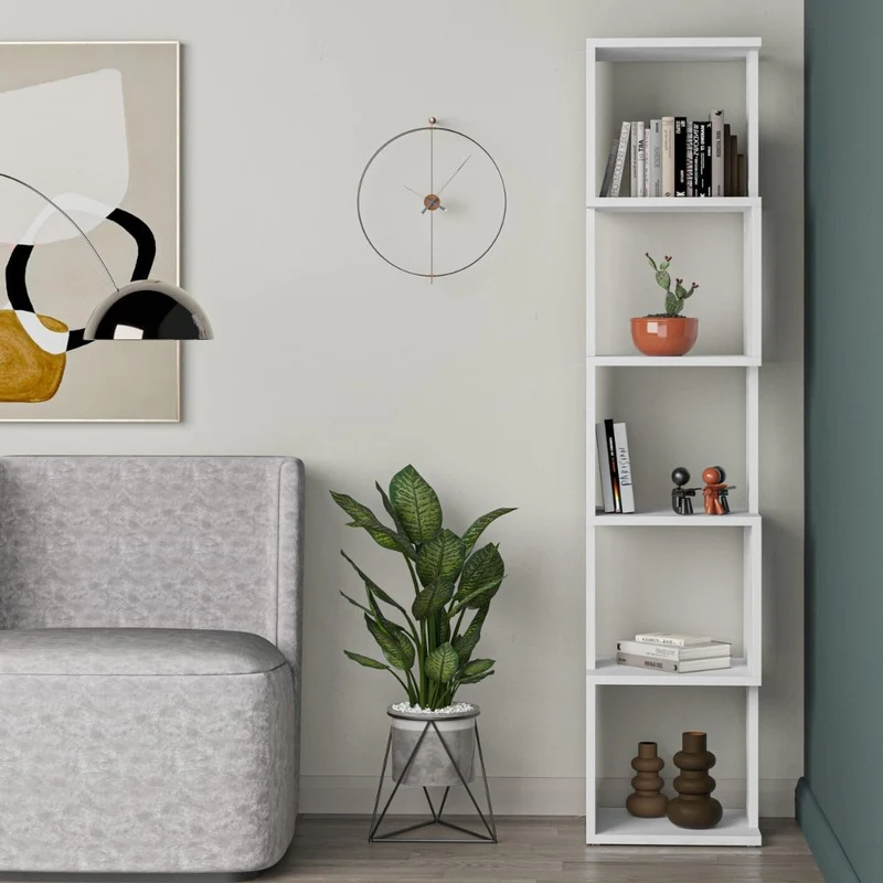 Libreria a cubi con 5 ripiani colore bianca 35x30x161H cm - Goir