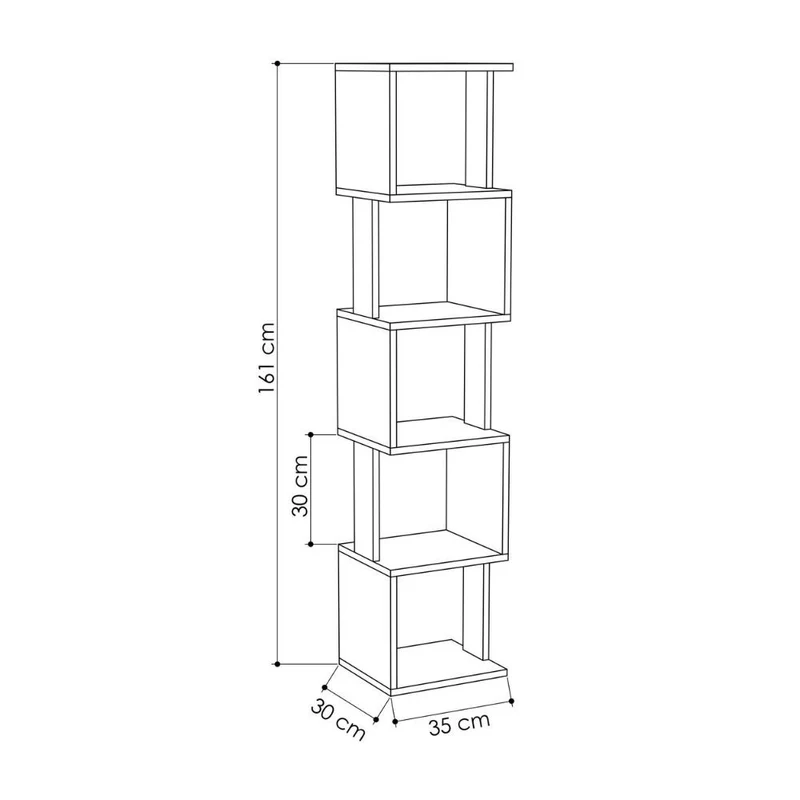 Libreria a cubi con 5 ripiani colore bianca 35x30x161H cm - Goir