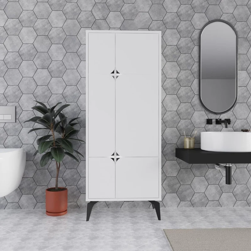 Mobile armadio multiuso con 4 ante colore bianco 60x35.6x151H cm - Spotik