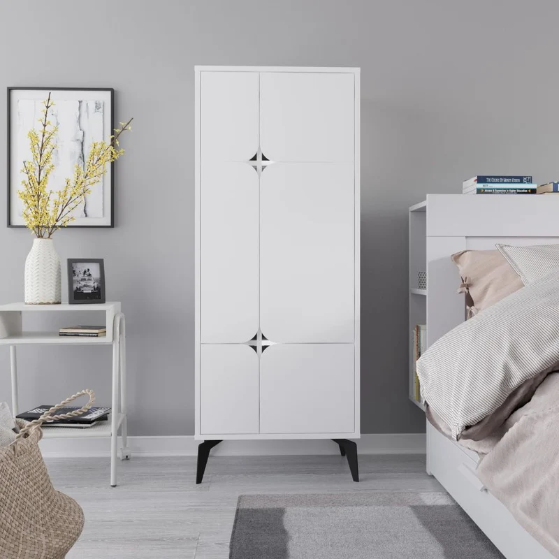 Mobile armadio multiuso con 4 ante colore bianco 60x35.6x151H cm - Spotik