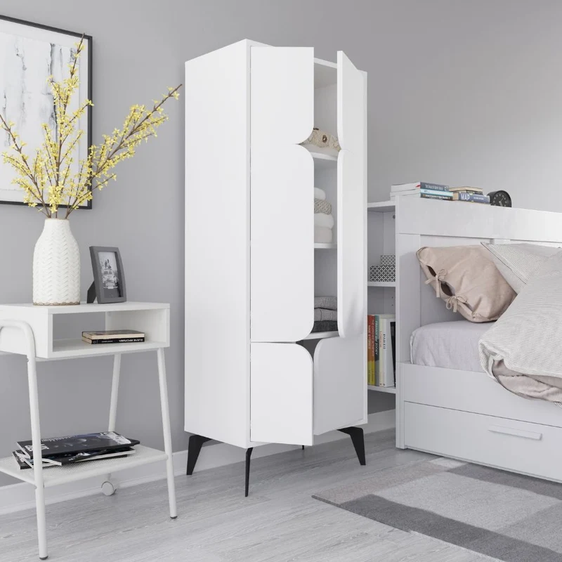 Mobile armadio multiuso con 4 ante colore bianco 60x35.6x151H cm - Spotik