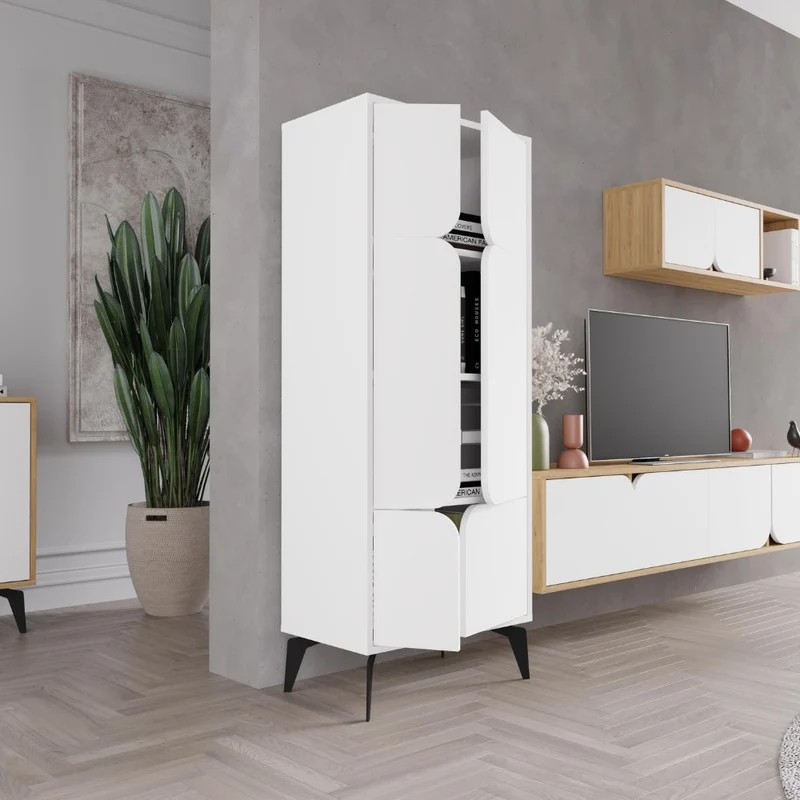Mobile armadio multiuso con 4 ante colore bianco 60x35.6x151H cm - Spotik