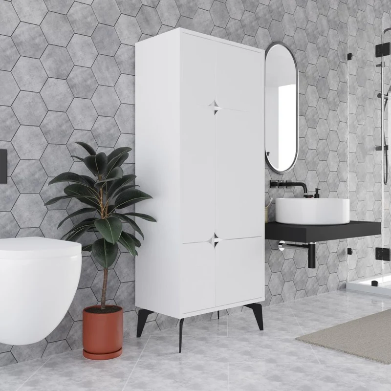 Mobile armadio multiuso con 4 ante colore bianco 60x35.6x151H cm - Spotik