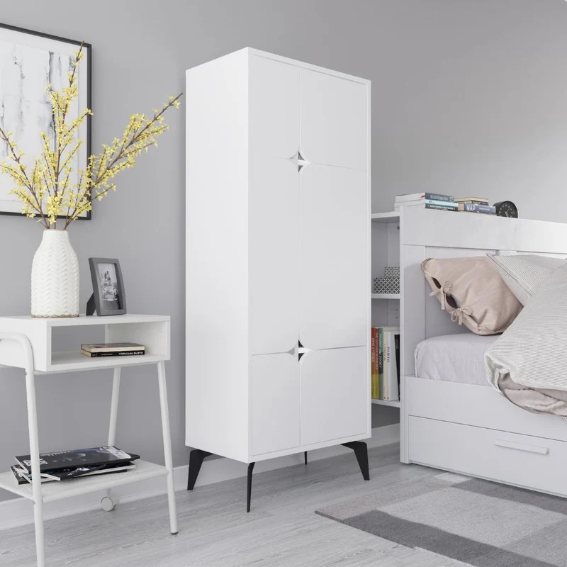 Mobile armadio multiuso con 4 ante colore bianco 60x35.6x151H cm - Spotik
