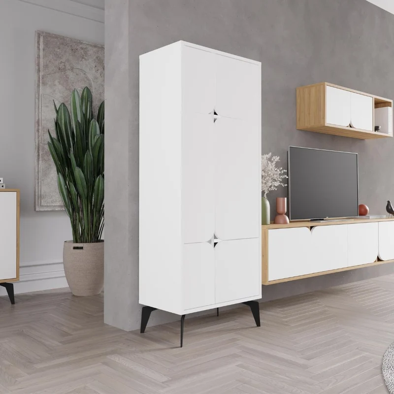 Mobile armadio multiuso con 4 ante colore bianco 60x35.6x151H cm - Spotik