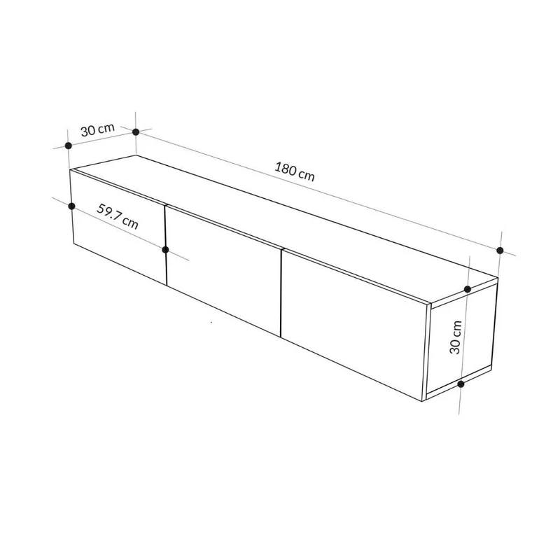 Mobile porta tv sospeso 180 cm con 3 ante a ribalta colore bianco - Jenna
