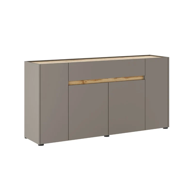Madia con 4 ante e 1 cassetto colore grigio e rovere 170x85H cm - Solke