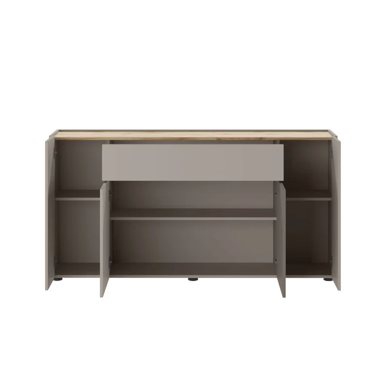 Madia con 4 ante e 1 cassetto colore grigio e rovere 170x85H cm - Solke