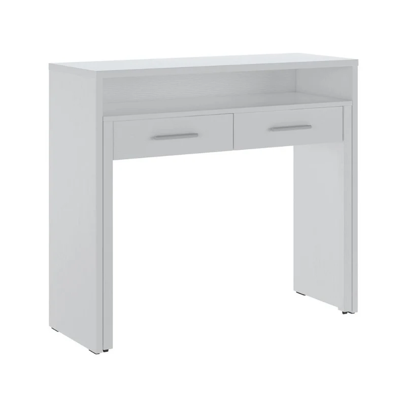 Scrivania consolle con piano estraibile e 2 cassetti colore bianco - Spixi