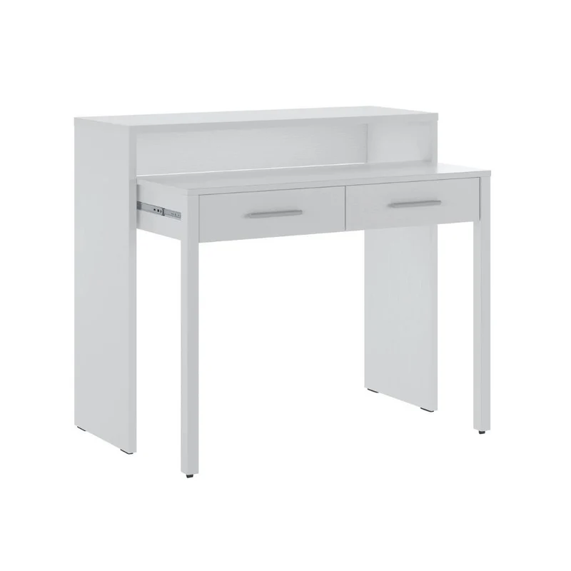 Scrivania consolle con piano estraibile e 2 cassetti colore bianco - Spixi