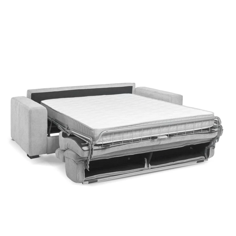Divano letto 3 posti in tessuto colore grigio chiaro 205 cm - Crien