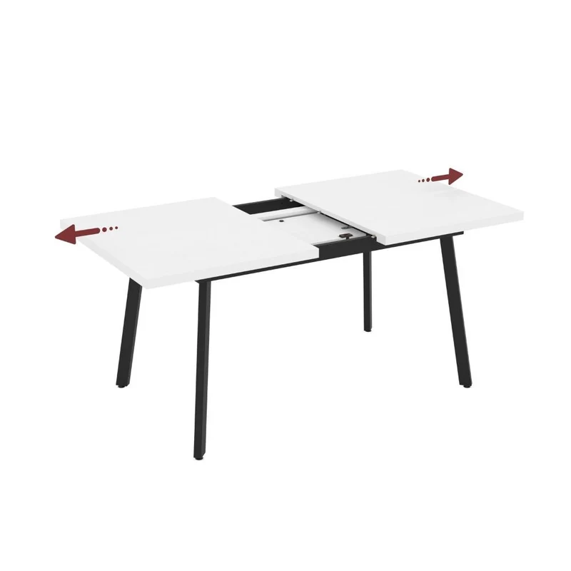 Tavolo allungabile con piano colore bianco frassinato e gambe in metallo nero 138x76H cm Lini
