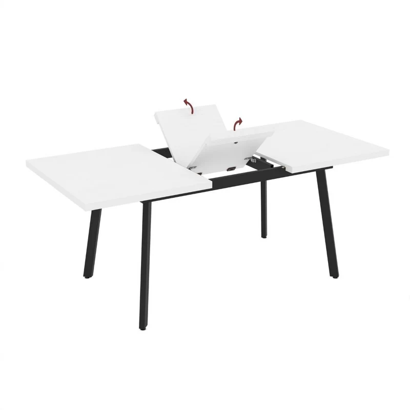 Tavolo allungabile con piano colore bianco frassinato e gambe in metallo nero 138x76H cm Lini