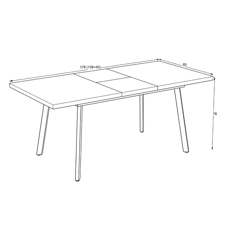 Tavolo allungabile con piano colore bianco frassinato e gambe in metallo nero 138x76H cm Lini