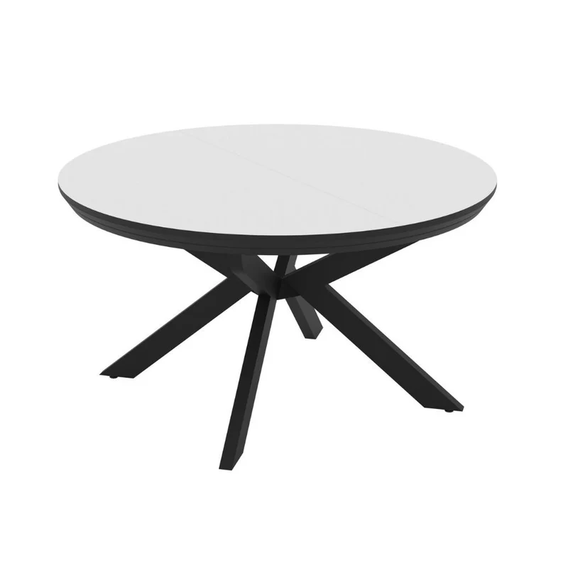 Tavolo allungabile rotondo colore bianco lucido con gambe nere 138x76H cm Meli