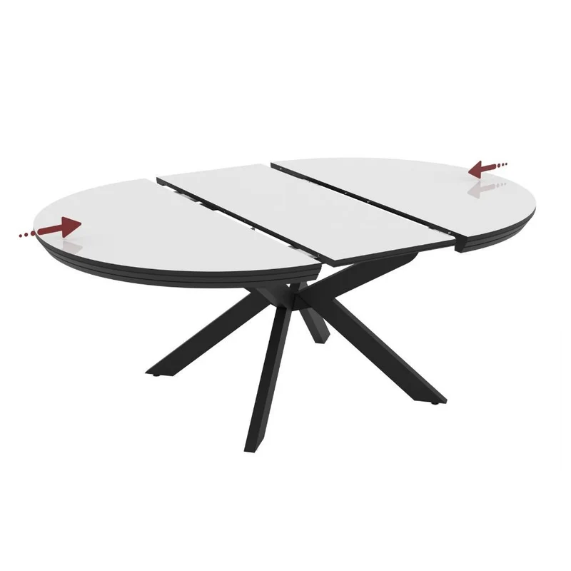 Tavolo allungabile rotondo colore bianco lucido con gambe nere 138x76H cm Meli