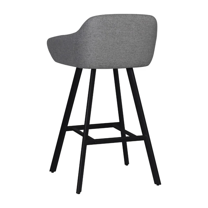 Sgabello con seduta imbottita colore grigio cenere e gambe in metallo nero - Rory