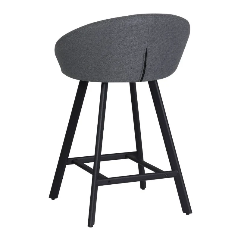 Sgabello con seduta imbottita in tessuto colore grigio e gambe nere - Fenk