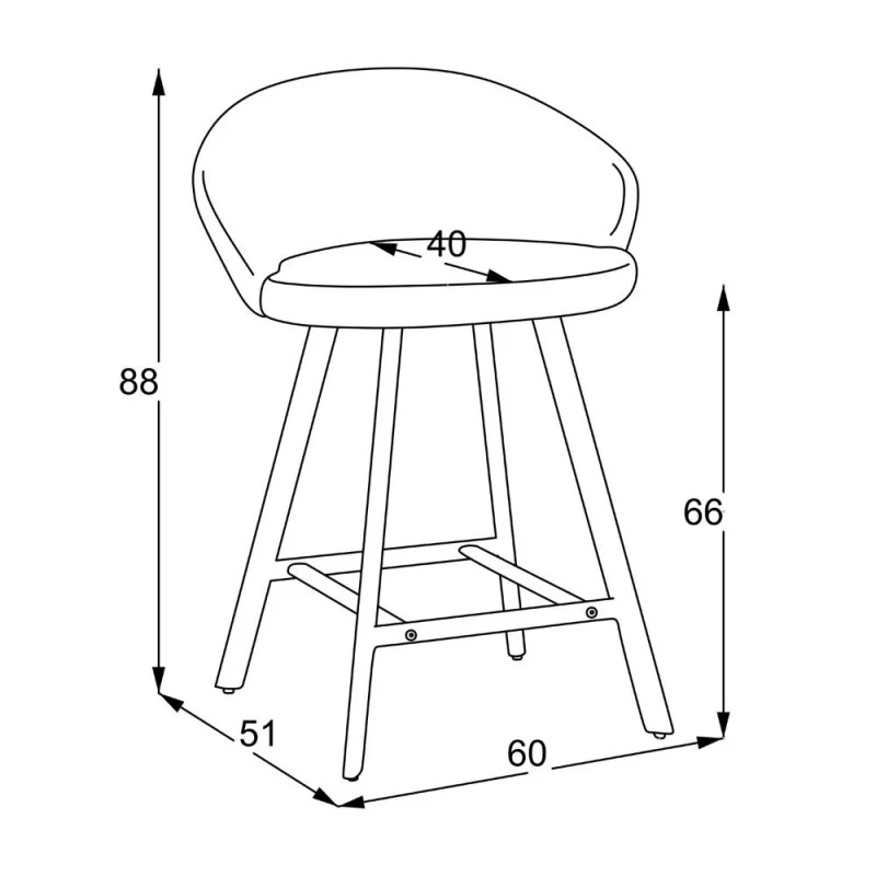 Sgabello con seduta imbottita in tessuto colore grigio e gambe nere - Fenk