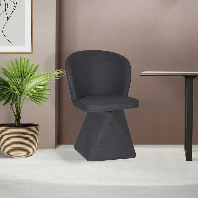 Set 2 Sedie girevoli in tessuto colore grigio scuro base a piramide - Dyan