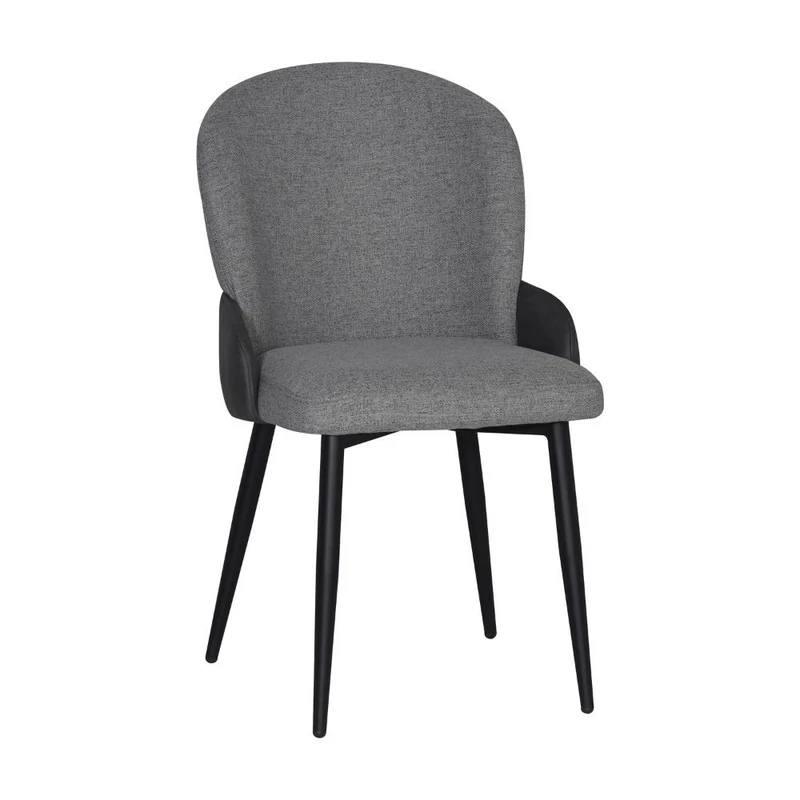 Set 2 Sedie imbottite in tessuto grigio chiaro con dettaglio in nabuk antracite - Rino
