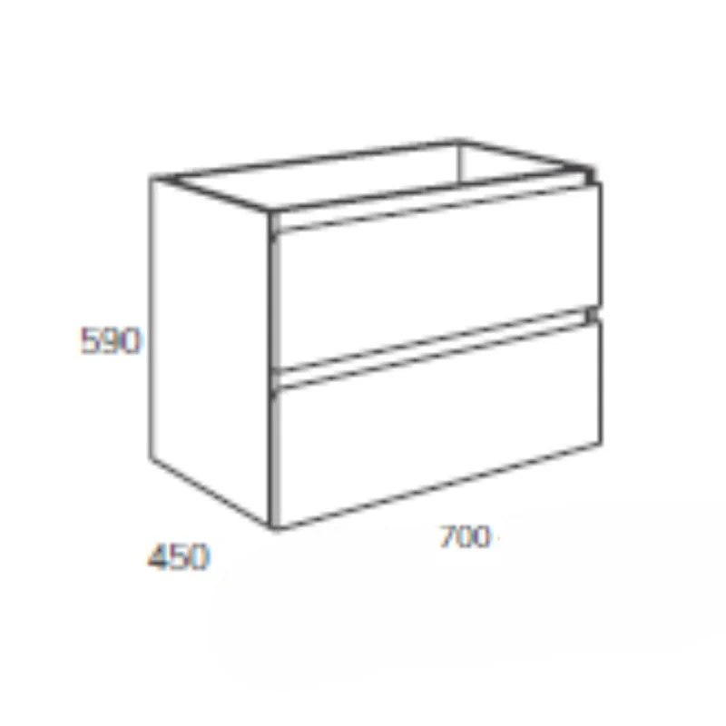 Mobile da bagno sospeso 70 cm con 2 cassetti colore rovere grigio - Londry