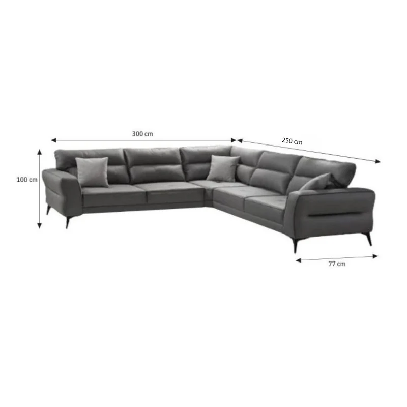 Divano angolare in tessuto colore grigio con seduta traslante 300 cm - Sigmar