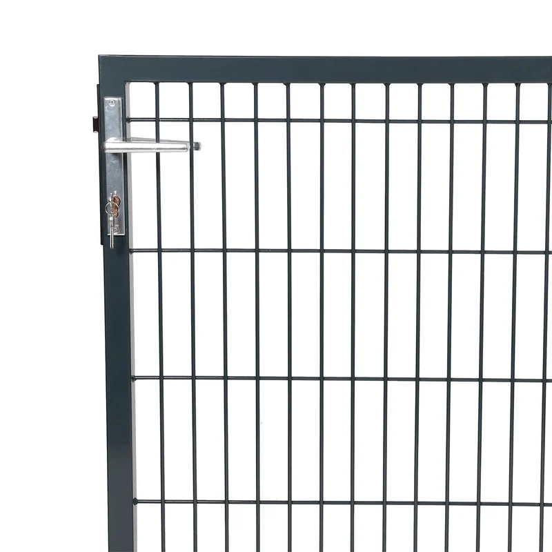 Portillon grillagé robuste avec serrure et clés 106 x 90 cm usage extérieur style contemporain en acier galvanisé gris 12_0010096