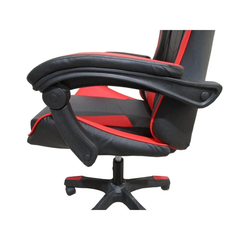 Poltrona da gaming imbottita regolabile con ruote colore nero e rosso - Kiter