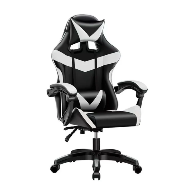 Poltrona da gaming imbottita regolabile con ruote colore nero e bianco - Kiter