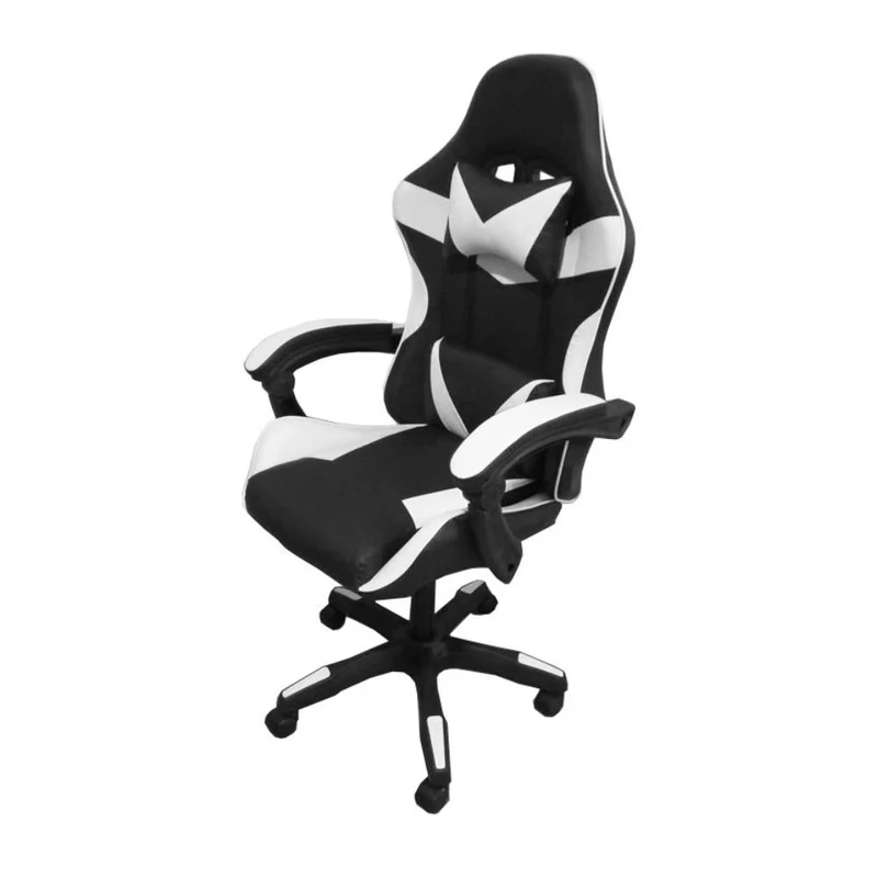Poltrona da gaming imbottita regolabile con ruote colore nero e bianco - Kiter