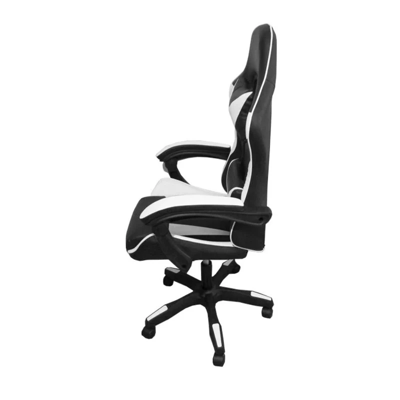 Poltrona da gaming imbottita regolabile con ruote colore nero e bianco - Kiter