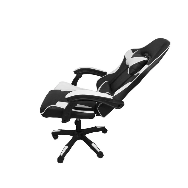 Poltrona da gaming imbottita regolabile con ruote colore nero e bianco - Kiter