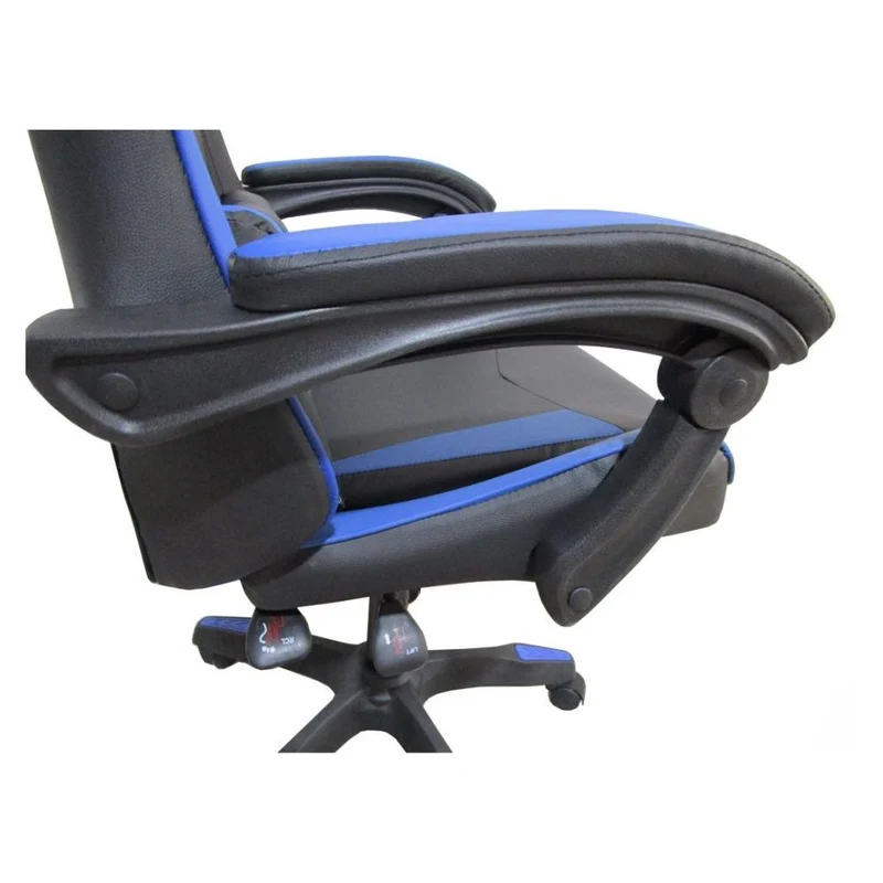 Poltrona da gaming imbottita regolabile con ruote colore nero e blu - Kiter