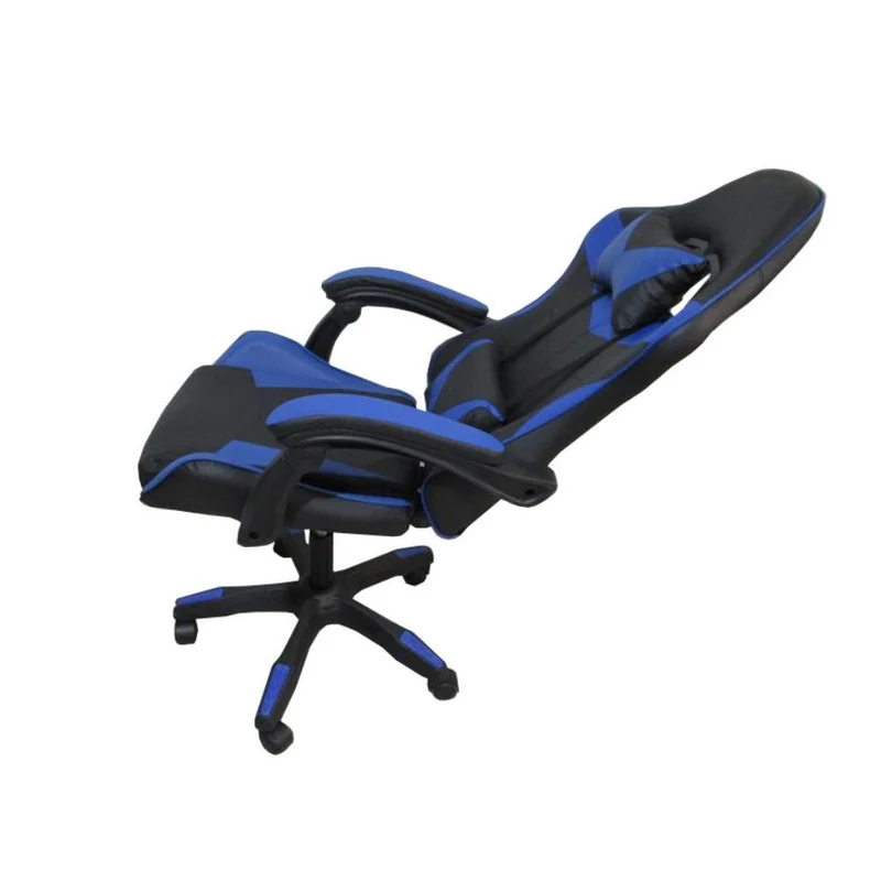 Poltrona da gaming imbottita regolabile con ruote colore nero e blu - Kiter