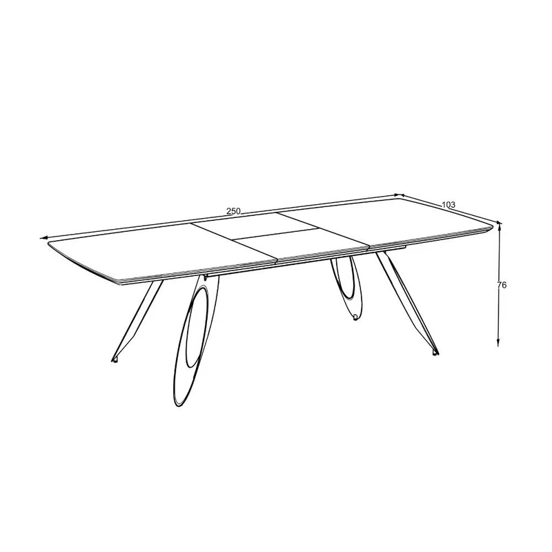 Tavolo allungabile con piano colore nero e gambe in metallo sagomate 190x103x76H cm - Blakur